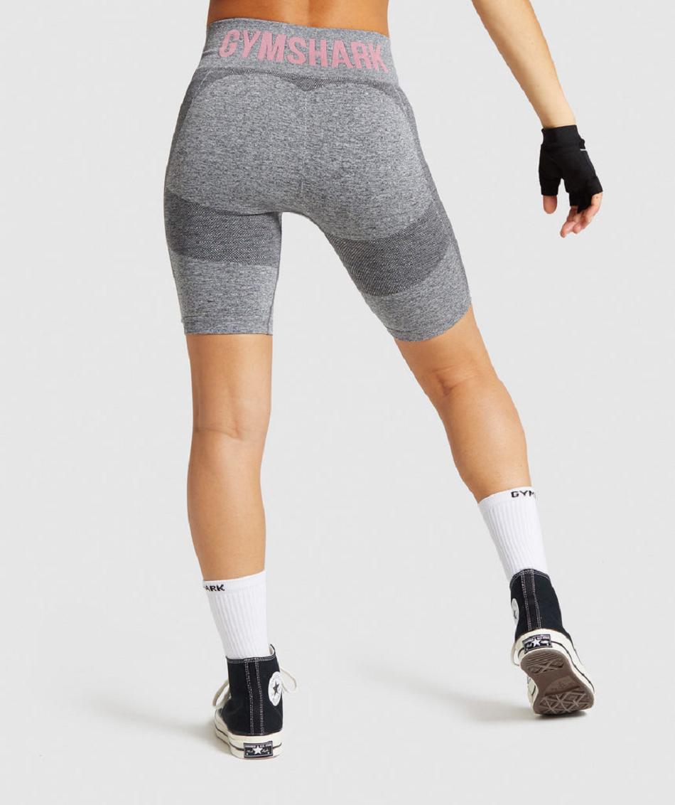 Pantalones Cortos Gymshark Flex Cycling Mujer Gris Rosas | CO 2803TCE